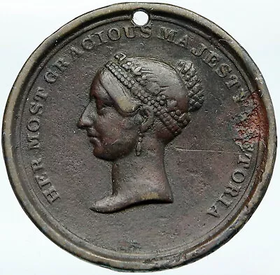 1838 Great Britain UK QUEEN VICTORIA Coronation ANTIQUE OLD Crown Medal I88265 • $403.65