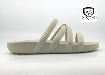 Crocs SPLASH Strappy Slides Sandals Bone Women's Size 6 7 8 9  New • $28.99