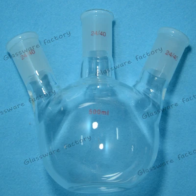 $18.61 • Buy 500ml,3 Neck,24/40,Flat Bottom Glass Flask,three Neck,Lab Boiling Vessel