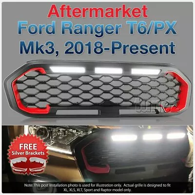 LED Matt Black Grille For Ford Ranger XL XLT XLS Sport Matte Grill Front Mesh AT • $323.21