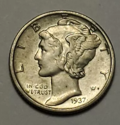 #2 Extremely Fine++ 1937 D Nicer Low Mintage Mercury Dime • $9