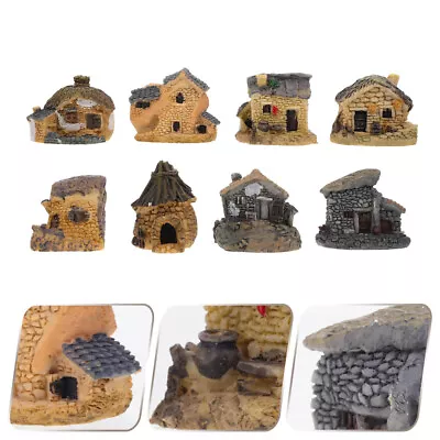  8 Pcs Micro Landscape Small House Resin Mini Fairy Cottage Accessories • £12.99