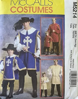 McCall's 5214 MENS Musketeer King Renaissance Costume Sewing Pattern S-xl UNCUT • $14.95