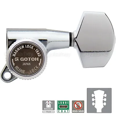 NEW Gotoh SG381-01 MGT MAGNUM LOCKING TRAD Set Tuners Keys Set 3x3 - CHROME • $69.95