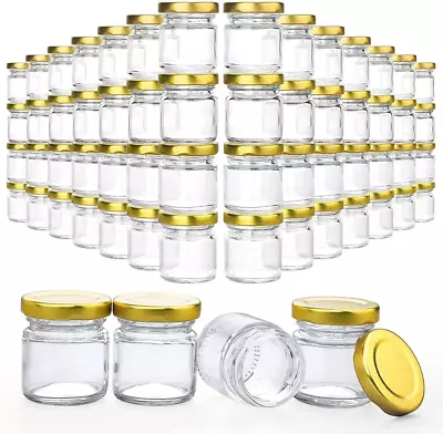 Folinstall 60 Pack Small Glass Jars With Lids 1.5 Oz Mini Honey Jars Candle Ja • $39.12