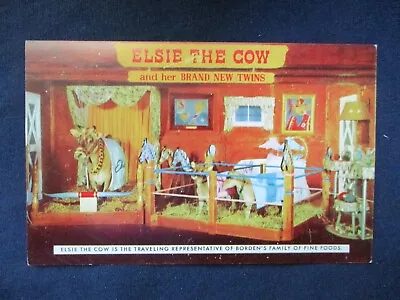 1957 Borden's Dairy Elsie The Cow & Her Twins Advertising Postcard • $4.50