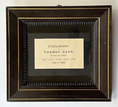 Ant Framed Original VICTORIAN MEMORIAL MOURNING FUNERAL REMEMBRANCE CARD Thomas • $160