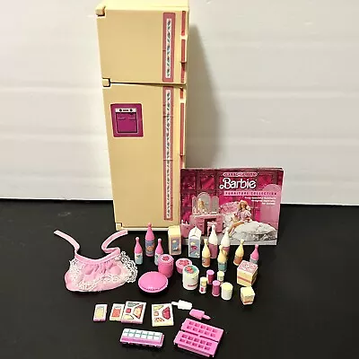 VTG 1987 Barbie Sweet Roses Refrigerator Freezer 4776 W Accessories & Apron • $27.95