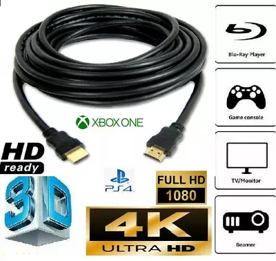 High Speed Hdmi Cable V1.4 | Sky Ps4 Hdtv Cctv 5m 10m  25m 30m Metre Lead Cctv • £3.45