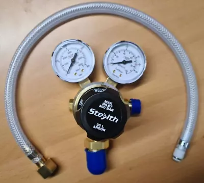 MIG Welding Gas Regulator With 4mm Hobby Welder Adaptor Hose Kit ARGON CO2 • £33.99