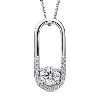 TJC Moissanite Loop Pendant In 925 Sterling Silver Size 20 Inches Wt. 4.03 Grams • £40.99