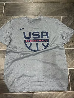 Nike Dri Fit USA Basketball Warm Up Team Issue Shirt Size Large L Gray • $30