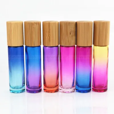 $64.99 • Buy 5ml 10ml Glass Essential Oils Roller Bottle Natural Wood Bamboo Perfume Roll On 