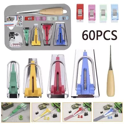 $7.11 • Buy 60pcs Fabric Bias Binding Tape Maker Kit Binder Foot Sewing Quilting DIY Tool 