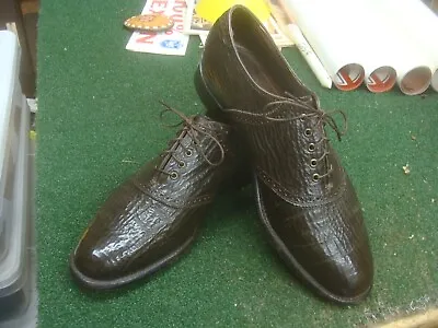 Vtg Florsheim Imperial Expresso Brown Shark-skin Lace-up Oxford Saddle Shoes 9 D • $249.99