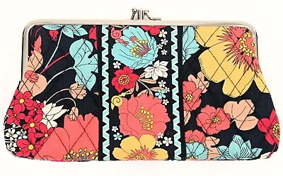 Vera Bradley Double Kiss Lock Clasp Quilted  Floral 2 Compartments Wallet Clutch • $19.99