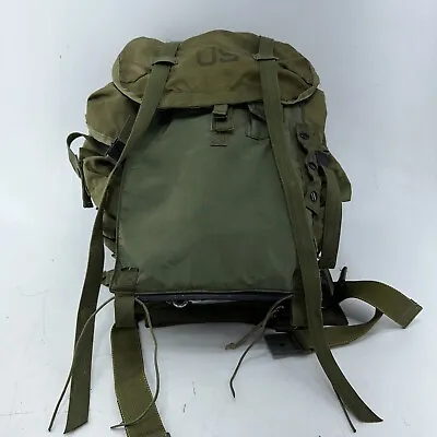Vintage US Military Nylon Field Pack Backpack W/ Metal Frame & 5 Qt Canteen LG-1 • $175