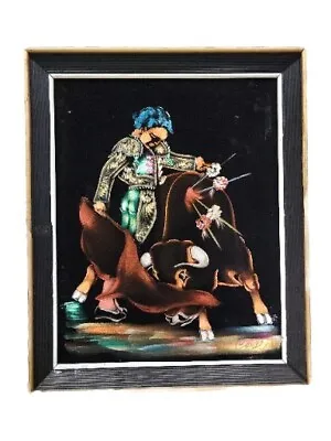 Beautiful Vintage Matador Bullfighting Black Velvet Painting Mexico • $50