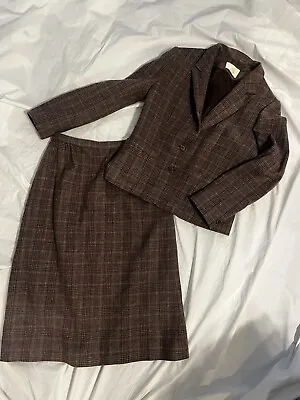 Pendleton Plaid Wool Skirt And Blazer Suit Set Size 12 6 Vintage • $37