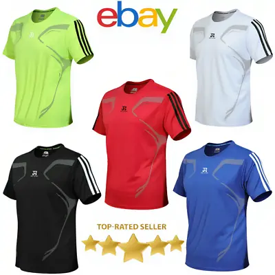 New Mens Breathable T Shirt Cool Dry Sports Performance Running Wicking Gym Top. • £5.69