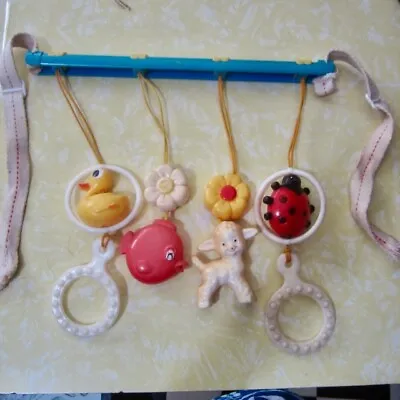 Vintage Hard Plastic Baby Crib Toy Spinning Rattle Animals 1950s Collectable • $19.60