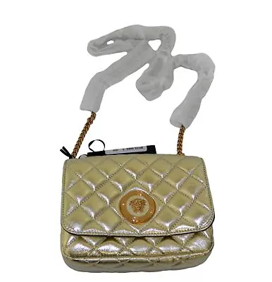 Versace DBFI163S Quilted Medusa Head Small Purse Gold Leather Cross Body Bag • $2042.54