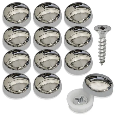 £7.99 • Buy 10 LARGE 10/12g METAL CHROME SHOWER FRAME ELECTRO PLATED COVER CAPS With SCREWS