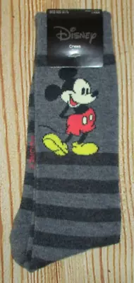 Mens Disney Mickey Mouse Charcoal Gray Crew Socks (shoe Size 6.5-12) • $9.90