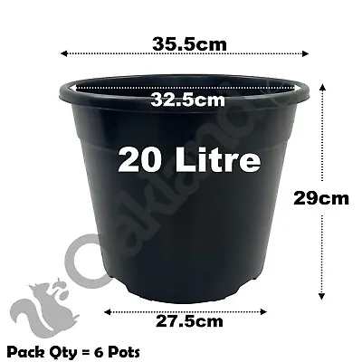 20 Litre Black Plant Pots Plastic Round Flower Pot  L LT High Quality Qty = 6 • £22.95