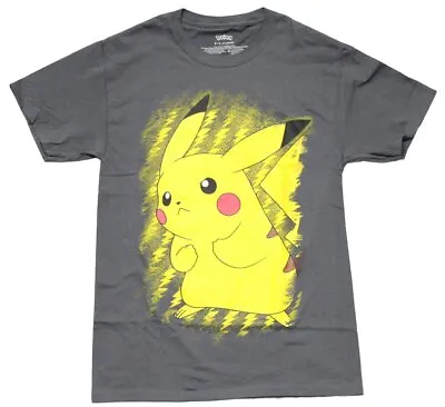 Pokemon New Adult T-Shirt - Pikachu Power Stance On Top Of Bolt Field • $26.98