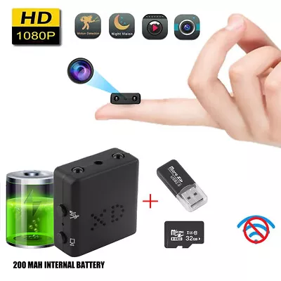 Mini Hidden Spy Camera HD 1080P Home Security Night Vision Motion Camera Battery • £12.99