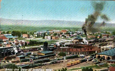 Postcard Missoula Montana MT City View Railroad Trains Factories Smoke PM 1912 • $5