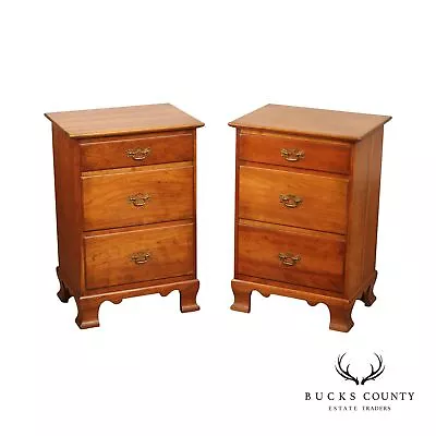 Stickley Cherry Valley Chippendale Style Pair Of Nightstand Chests • $1195