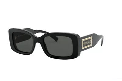 RARE New VERSACE 90s Vintage Logo Black Rectangular Sunglasses VE 4377 GB1/87 • $399.95