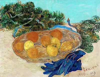 Still Life Oranges Lemons Blue Gloves Painting By Vincent Van Gogh Reproduction • $59.99