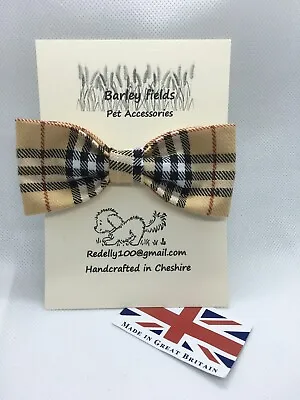 £4.25 • Buy Handmade (BB) Tartan Style Dog, Puppy Bow Tie With Collar Attachment