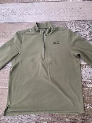Jack Wolfskin 1/4 Zip Fleece Sweatshirt Men’s Large Green Technopile Excellent • £20