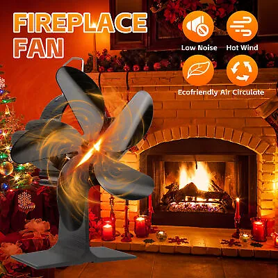 2024 5 Blade Heat Self-Powered Wood Stove Fan Top Burner Fireplace Silent Ecofan • $21.38