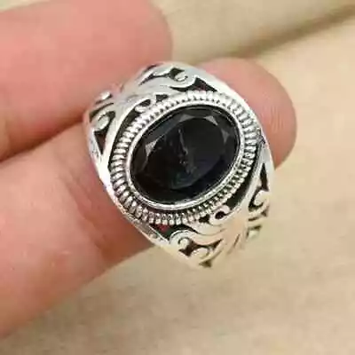 Black Onyx Men's Gift Ring 925 Sterling Silver Statement Unisex Ring All Size D4 • $18.99