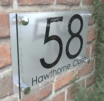 Large House Sign Plaque Door Number Street Glass Effect Acrylic Name Pr27bs • £13.99