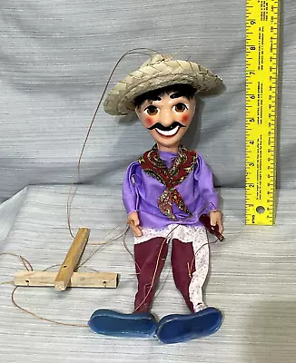 Vintage Mexican Marionette Puppet With Bottle Bandit Mexico Puppets • $12.95