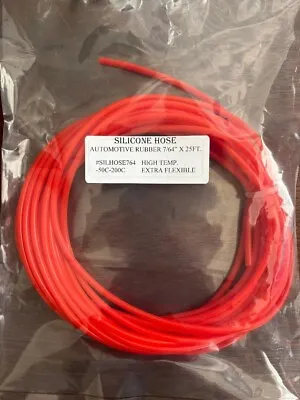 $16.99 • Buy 2.5MM 7/64  Inch Red Universal Silicone Air Vacuum Hose/Line/Pipe/Tube 25 FOOT