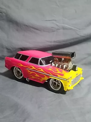 Muscle Machines 1/18 Scale '55 Chevy Bel Air Nomad Pink With Yellow Flames • $50