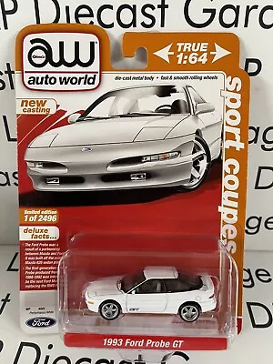 AUTO WORLD 1993 Ford Probe GT White Sport Coupes Limited Edition 1:64 Diecast • $12.99