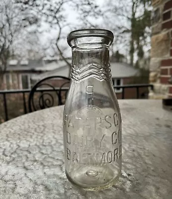 Pt Milk Bottle Patapsco Dairy Co Baltimore MD Emb Horseshoe Permit 5539 1926 Old • $17.49