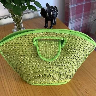 Ladies Lime Green Raffia Bag • £7.50