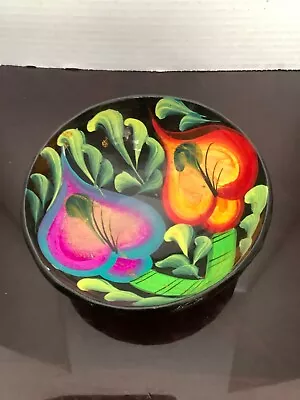 Mexican Art Pottery Floral 3 Footed Bowl Salsa/Dip Hand Painted MEX EUC • $16