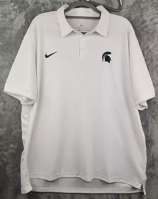 Michigan State Spartans Mens Nike Dri-Fit White Golf Polo Shirt Size XXL • $19.97
