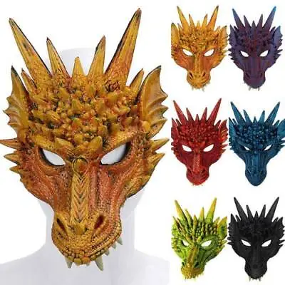 Dragon Fancy Dress Mask Fantasy Halloween Adult Men Costume Cosplay Prop Gift◢ • £10.06