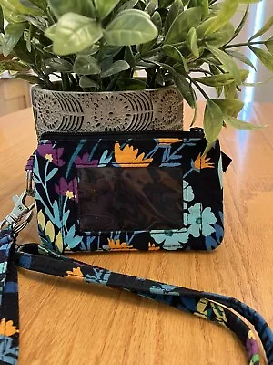 Women’s RARE Vera Bradley Zip ID Case Lanyard Midnight Blues Small Purse Wallet • $17.72